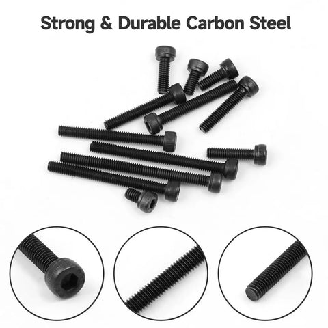 Carbon steel bolts from 722 Piece Hex Socket Bolt Nut Washer Kit M4 6 To 50 Mm Set for DIY projects with nuts washers and Allen wrenches