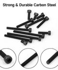 Complete 722 Piece Hex Socket Bolt Nut Washer Kit With M4 Bolts showing carbon steel hex screws and close-up details.