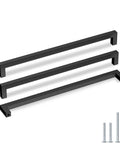 Black Square Bar Cabinet Pulls Set of 15, Stainless Steel Modern Hardware with screws, 13-1/8 Inch Overall Length, Durable Anti-Corrosive