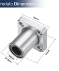 Pro Grade Lmk8Uu Linear Ball Bearings with 8mm Bore and 15mm Outer Diameter on sturdy square flange base with dimensions.