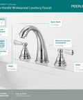 Elmhurst Two Handle Widespread Bath Faucet Chrome Finish With ADA Compliant Push Pop Up Drain WaterSense Low Flow Design