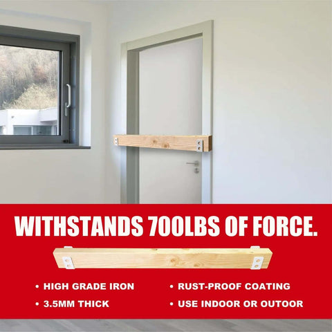 Heavy Duty Door Barricade Brackets 2 Pack Kick Proof Up To 700 Lbs Easy Install In Minutes Thick 3.5mm Iron U Brackets installed indoors