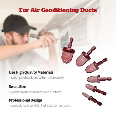 HVAC Copper Pipe Expander And Flaring Tool Kit With 1/4 To 7/8 Inch Bits, Durable 40CR Steel Construction, Hex Shank 1/4 Inch, Leak-Free Fittings For Air Conditioner Lines