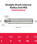 R4 Two Flute Corner Rounding End Mill Cutter With Straight Shank for Mold Milling HSS Tool, 60mm length, 6mm diameter, labeled