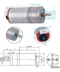 Technical drawing of DC 6V Encoder Gear Motor Kit With Mounting Bracket And 65mm Wheel Kit, showing dimensions and encoder section.