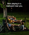 Family enjoying backyard movie night on Adjustable Chaise Lounge With 2 Inch Foam Pad And Portable Carry Case, durable frame.