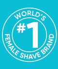 World's #1 female shave brand logo, turquoise background
