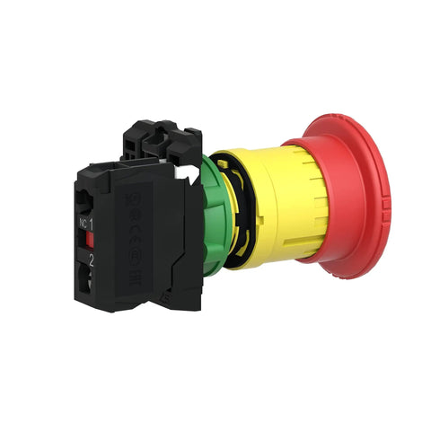 Red 22mm Emergency Stop Push Button Plastic Maintained Push Turn To Release Panel Mount Heavy Duty Safety Switch