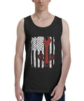 Hella Comfy Mens Tank Top With Dope American Flag Print And Super Breathable Sleeveless Tee For Kickass Gym Sessions, black, cotton.