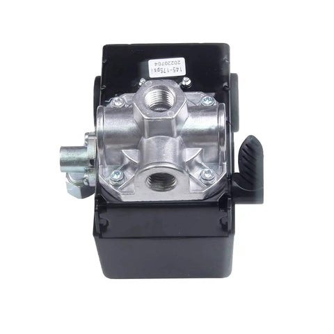 Top view of Replacement Pressure Switch For Air Compressor 145 To 175 PSI, Quarter Inch FNPT Inlet, Four Port, 120V, Reliable Gear