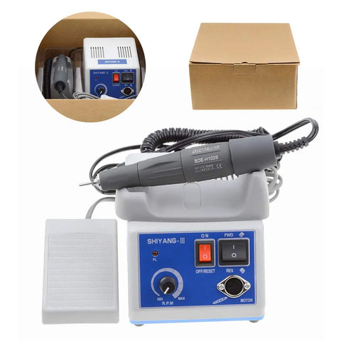 Micro Motor Handpiece For Lab Jewelry Ceramics Silicone Glasswork Woodcarving Artware Blue With Foot Switch 35000 RPM