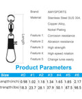 Saltwater Ball Bearing Snap Swivels Kit With Copper Alloy Body And Stainless Rings And Snaps, Beefy Heavy Duty Barrel Tackle Connectors, Black Nickel Finish, 25 Pcs, 23.7 Lb Break Strength size #1