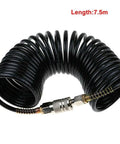 Boss Level 25 Foot Air Hose With Swivel Whip Fittings For Pro Garage And Auto Shop Crews Using 1 4 Inch Npt Pneumatic Connectors Hybrid Rubber Polyurethane Design Gives You Flexibility No Kinks At 200 Psi Pressure All Season Weather Is Awesome, coiled 7.5m black hose with swivel fittings