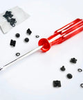 Battle Tested Football Shoulder Pad Backplate Hardware Kit With Heavy Duty Replacement Screws For Equipment Repair And Quick Sideline Fixes To Keep Your Armor Game Ready. Includes black screws and screwdriver.