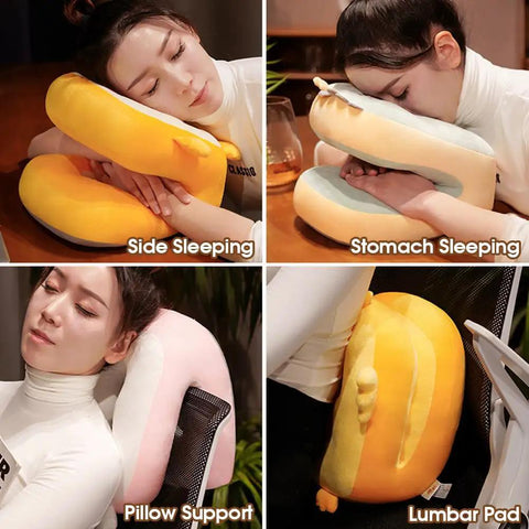 Nap Pillow For Office And Travel Portable Neck Support Pillow For Sleeping And Cervical Pain Relief Cute Kawaii Duck Design For Kids And Adults With Lumbar Back Support And All Day Comfort