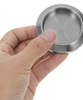 Recessed Flush Pull Handles For Glass Doors, Smooth Inner Design, Stainless Steel, 2 Pack, held in hand for size reference