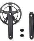 46T 170mm Aluminum Alloy Square Crankset For Single Speed And Fixed Gear Bikes E Bikes Road And Cruiser Bikes Beefed Up 170mm Crank Arm Lightweight Chainring For Robust Performance with chainring, crank arm, and caps displayed