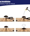 Easy installation process for Top Tier Heavy Duty Upholstery Tacks Legit Red Copper Furniture Nail Set on wooden surface.