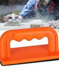 Safety Orange Oblique Push Block For Table Saws And Router Tables Featuring Steady Grip And Non Slip Base, 6x3 inches, ABS material.