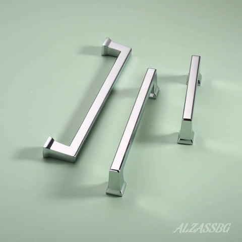 Ten Pack Polished Chrome Cabinet Pulls With Five Inch Hole Centers, Sleek Modern Kitchen Cabinet Handles for Cabinets, Drawers, and Furniture