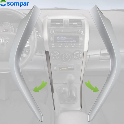 Osompar lower center dashboard trim strips, 2pcs, silver white finish, for 2009–2013 Toyota Corolla, left and right