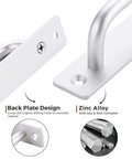 Back plate design and zinc alloy detail of 8 Pack Barn Door Handles For Closets And Sliding Doors Seven And A Half Inch Center To Center Silver Zinc Alloy Cabinet Pulls With Smooth Finish Durable Construction For Screens And Pantry Cabinets Rust Resistant Finish For Long Lasting Durability And