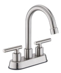 Brushed Nickel 4 Inch Centerset Two Handle Bathroom Faucet With Stainless Steel Build Pop Up Drain And Included Water Supply Lines