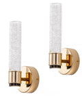 Modern LED Crystal Wall Sconces Bring A Hella Soft Up And Down Glow Perfect For Bedside Reading Or Living Room Vibes. Two pack, gold finish.