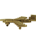 Rare Model Air Force Jet Airplane Display Piece Made From Gun Bullet Shell Casings, 3 Inch Tall By 9 Inch Long With Four And Three Quarters Inch Wingspan, Epic Military Gift For Veterans, Collectors, And Family, gold display