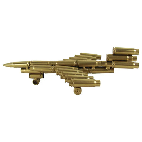 Rare Model Air Force Jet Airplane Display Piece Made From Gun Bullet Shell Casings, 3 Inch Tall By 9 Inch Long With Four And Three Quarters Inch Wingspan, Epic Military Gift For Veterans, Collectors, And Family, gold display