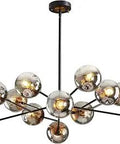 Dope Modern Black Sputnik Chandelier with 12 Glass Globes for Dining Room Kitchen Island Living Room and Bedroom Rustic Farmhouse Ceiling Light Fixture 34 Inch Large