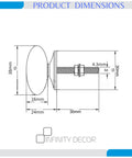 Product dimensions diagram showing 38mm diameter Mandala ceramic cupboard knob with screw details.