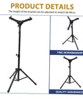 Heavy Duty Tripod Drum Stand And Snare Rack Holder Featuring Non Slip Base For Rock Solid Practice Routines In Sleek Black Finish showing adjustable height from 68-99cm.
