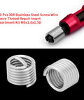 100 Pcs Wire Thread Inserts Kit 304 Stainless Steel M6x1.0x1.5D Thread Repair Inserts shown with installation tool
