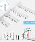 Six Inch Floating Shelf Brackets White 90 Degree Hidden L Shaped Heavy Duty Iron Hardware Size Details with Measurements