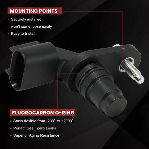Chevy Camshaft Position Sensor Set Of 2 For 2.0L 2.2L And 2.4L Engines Fits Cobalt HHR Equinox GMC Terrain Buick Regal Pontiac Saturn 2006 To 2017 Replacement 917 720 Drops Right In. black sensor with mounting points and fluorocarbon O-ring