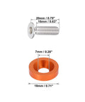 Close-up of 30Pcs M6x1 Aluminum Alloy Bumper Mudguard Screws Set Bold Orange Universal Car And Motorcycle Dress Up Bolts dimensions
