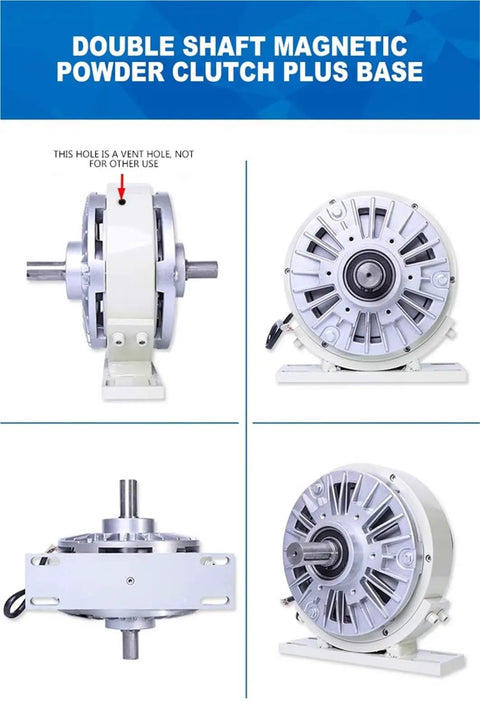 25Nm Double Shaft Magnetic Powder Clutch And Brake System for Dual Axis, showing detailed views of the clutch and brake components