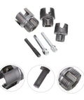 Awesome Electric Pipe Thread Cutter Kit For PvC & Metal, featuring three cutter heads and drill bits for 1/2, 3/4, 1-inch pipes.
