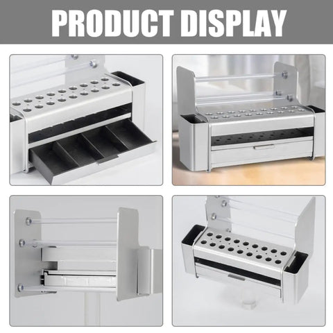Slick Desktop Tool Organizer Rack With Spacious Drawer For Screwdriver And Hand Tool Storage, showcasing multiple angles and features.