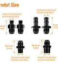 Various fittings from 47RE Transmission Cooler Lines Kit For Dodge Ram 2500 3500 Cummins 5.9L 1996 To 2002 with dimensions.