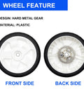 Front and back view of Set Of 2 Heavy Duty 8 Inch Rear Drive Wheel Assemblies With Metal Gear For 22 Inch Toro Recycler Lawn Mowers Fits Models 20332 20333 20334 20337 20372 20373 20374 20955 20958