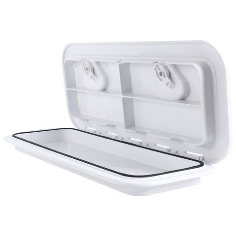 Amarine Made white boat hatch with lid, marine-grade 24 x 9-5/8 in, RV/caravan use