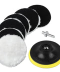 Six Piece 4 Inch Wool Buffing Pads For Drill Polishing And Waxing Pro Grade Car Detailing And Home Projects with M10 Drill Adapter