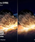 Comparison image showing 1ms VRB response on the 21.5 Inch Full HD Monitor With 100Hz Refresh Rate 1ms VRB Response Adaptive Sync FreeSync Compatible Crisp sRGB 99 Percent Color Zero Frame Design Tilt Base HDMI And VGA Ports For Home Office And Gaming.