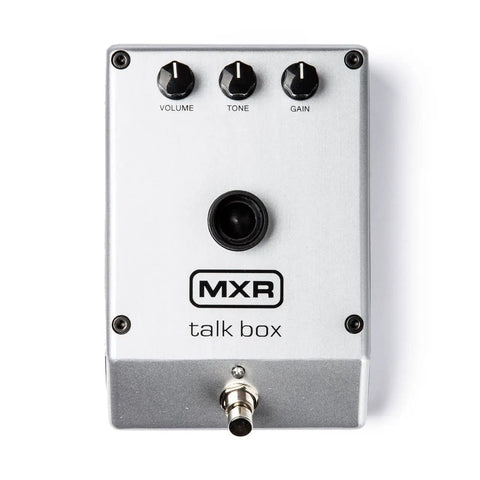 Top view of MXR talk box with volume, tone, and gain controls, part of Talk Box Effects Pedal Voicebox For Guitar And Keyboard bundle.