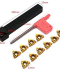 CNC Lathe Tool Set With SER1212H16 Insert Holder And 10 Piece 16ER AG60 Carbide Inserts Plus T15 Wrench For Precise Threading