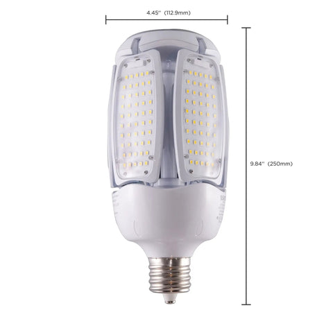 Hi-Pro Multi-Beam LED Lamp With EX39 Base 60W Equivalent 5000K Daylight showing dimensions and detailed LED panel design