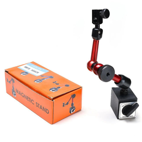 AGPtek red 3-joint adjustable magnetic base holder for digital dial indicator with black base