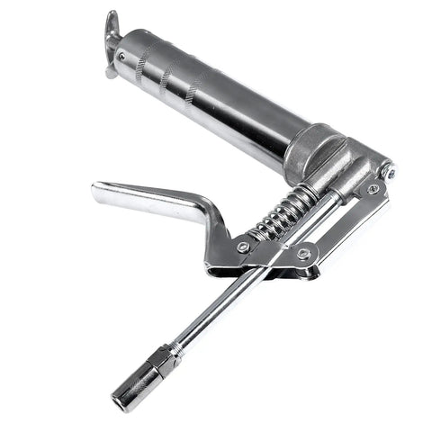 120cc Grease Gun With Durable Chrome Plated Metal Build, Heavy Duty Lubrication Tool for industrial equipment, easy handheld operation.